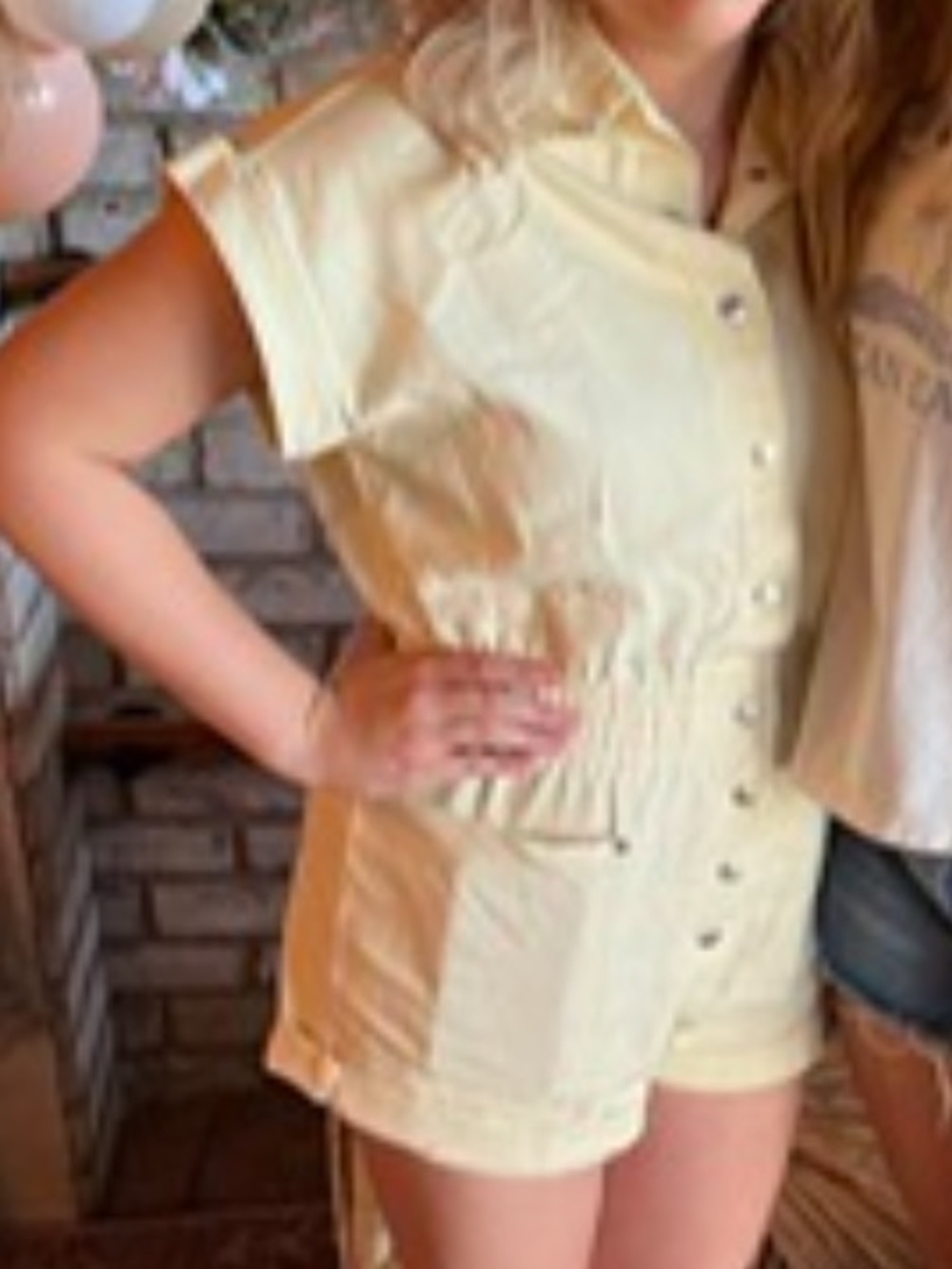 Bucketlist Cream Denim Short Jumpsuit